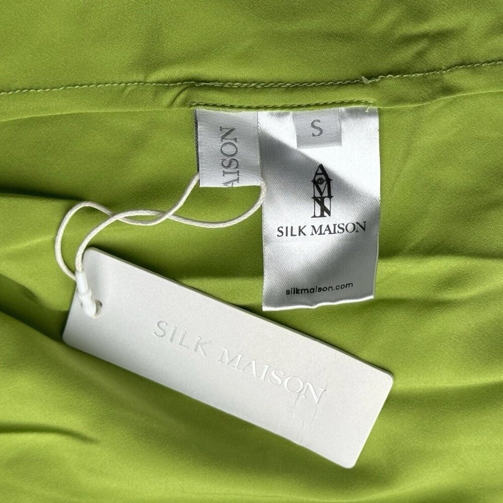 NWT Silk Maison Halter Silk Maxi Dress green sz S $199 - Picture 9 of 9